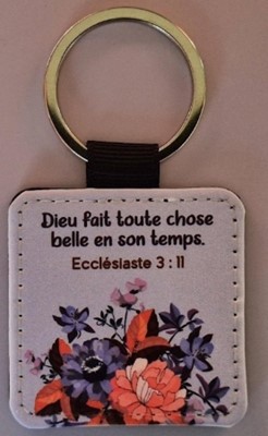 Porte-clés mauuve fleurs
