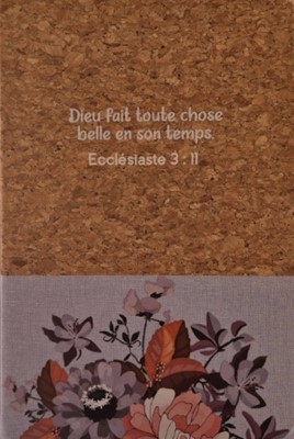Carnet A5 liège et toile bleu clair
