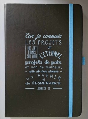 Carnet A5 noir et turquoise avec ruban marque-pages bleu turquoise