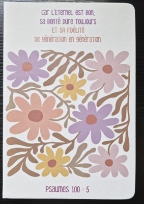 Carnet A5 à couverture rigide blanche à fleurs avec fermeture élastique et marque-pages