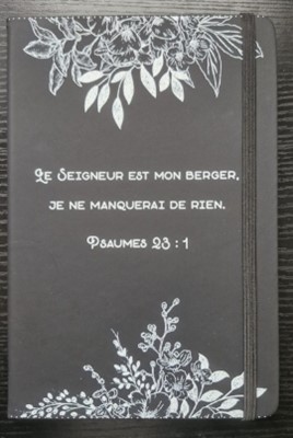 Carnet A5 à couverture rigide noire à fleurs avec fermeture élastique et marque-pages