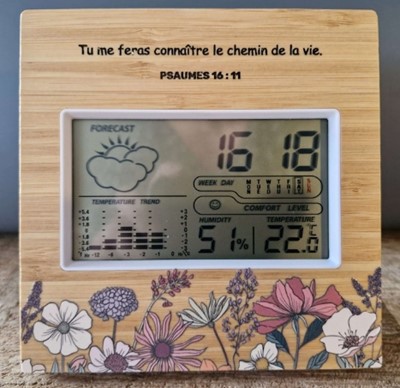 Station météo, horloge, calendrier et fonction alarme avec capteur température et humidité