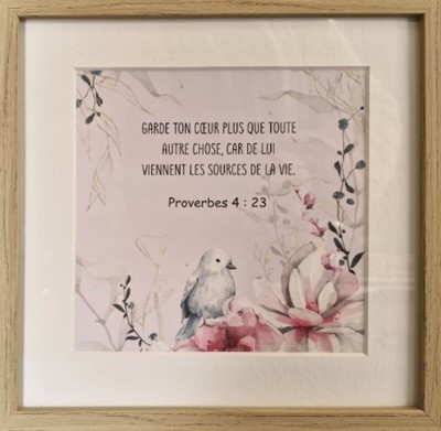 Tableau 20 x 20 cm oiseau fleurs