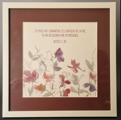 Tableau 20 x 20 cm oiseau fleurs