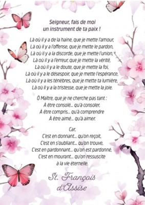 Carte postale citation fleurs roses et papillons