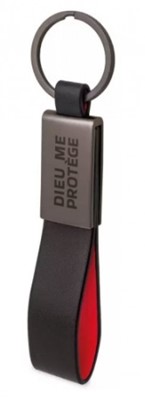 Porte-clé métal et similicuir noir et rouge