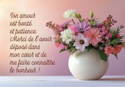 Mini carte bouquet de fleurs dans un vase