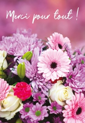 Mini carte bouquet de fleurs sur fond rose