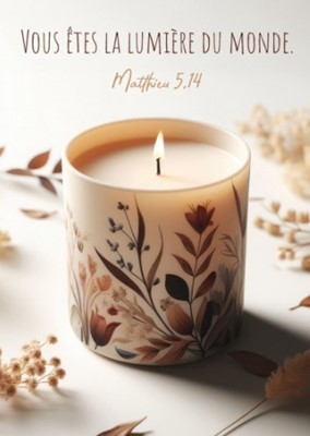 Mini carte bougie avec motifs floraux et décorations végétales