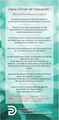 Carte de proclamation "Jésus -Christ est ressuscité"