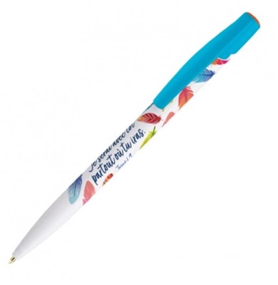 Stylo bleu "Je serai avec toi partout où tu iras." Jos 1.9
