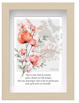 Mon cadre inspiration fleurs roses et oranges Jn 3.16
