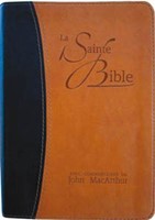 Bible NEG MacArthur souple simili-cuir, duo bleu et beige, tranche or