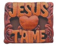 Magnet Jésus t'aime en bois