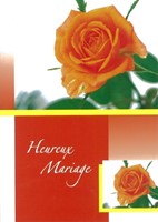 Lot de 6 cartes double mariage rose avec enveloppe et le texte Heureux Mariage et le verset du Ct 4.9-10