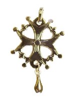 Croix huguenote plaqué or 17 mm Larme