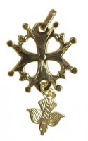 Croix huguenote plaqué or 21 mm