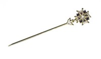 Croix huguenote épingle doré, émail, 3 tons, 10mm