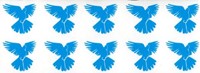 PLanche de 10 colombes bleues de 2 cm