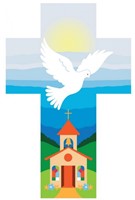 Croix colombe église bleue