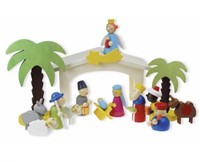 Crèche et figurine en bois 15 pcs