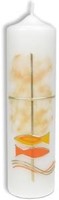 Bougie poissons croix 22 x 6 cm