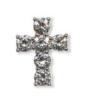 Pendentif croix argent strass blanc