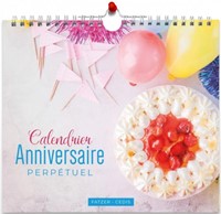 Calendrier anniversaire perpétuel ballons et gâteau