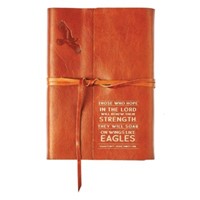 Journal en cuir pleine fleur Wings of Eagles, marron - Esaïe 40:31