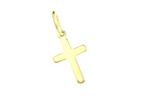 Pendentif croix lisse plaqué or 3um - argent 925%- rhodié 20 mm  0.9x2 cm