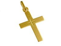 Pendentif croix lisse plaqué or 3um - argent 925%- rhodié 20 mm