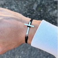 Bracelet croix inox argentée