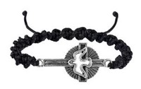 Bracelet croix Saint Esprit sur corde noir