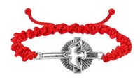 Bracelet croix-st esprit corde rouge