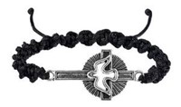 Bracelet croix Saint Esprit sur corde noir