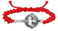 Bracelet croix-st esprit corde rouge