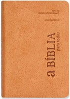 Bible en Portugais avec concordance, couverture souple de couleur crème avec tranche argentée