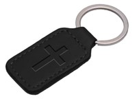 Porte-clés en simili-cuir Croix noir