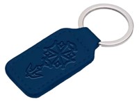 Porte-clés en simili-cuir Croix Huguenote bleu