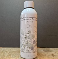 Bouteille Isotherme Blanche   Décor Feuillages - Psaumes 121 : 7 - 8