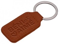 Porte-clés en simili-cuir Béni et aimé marron