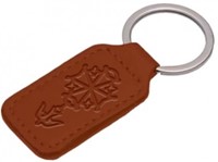 Porte-clés en simili-cuir Croix Huguenote marron