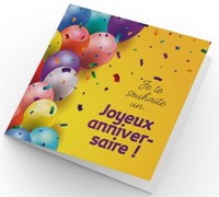 Carte double anniversaire Ballons multicolore sur fond jaune