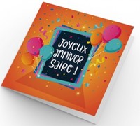 Carte double anniversaire ballons soulevant cadre