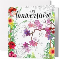 Carte double anniversaire branche fleurie Lam 3 22.23