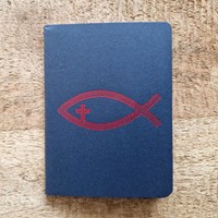 Petit carnet bleu avec ichtus