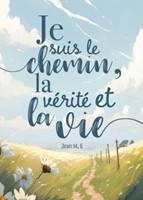 Carte postale avec verset paysage dessiné
