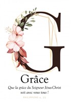 Carte postale avec verset Lettre G - Grâce