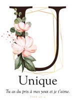 Carte postale avec verset Lettre U - Unique