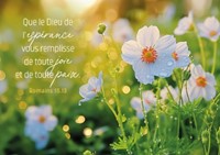 Carte postale avec verset fleurs blanches dans un pré
